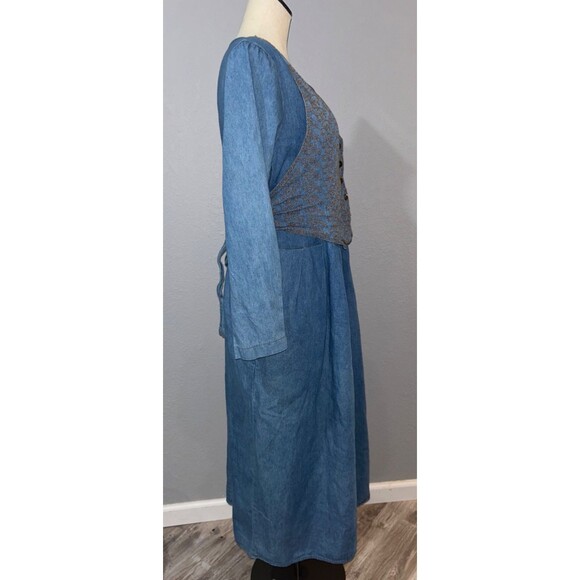 Stuart Alan Vintage Denim Chambray Vest Layered Maxi Dress size 14 Western - Picture 5 of 12